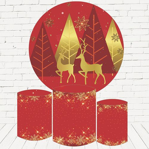 Painel Redondo Sublimado Natal + Trio de Cilindros Veste Fácil