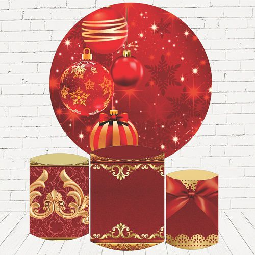 Painel Redondo Sublimado Natal + Trio de Cilindros Veste Fácil