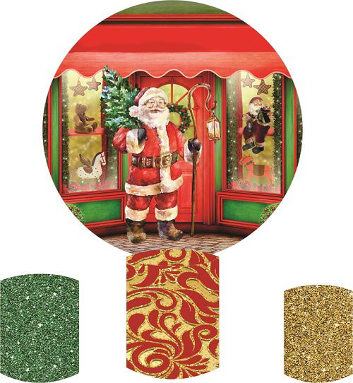 Painel Redondo Sublimado Natal + Trio de Cilindros Veste Fácil