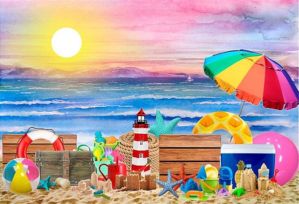 Fundo Fotográfico Em Tecido Cenario Verão,Praia