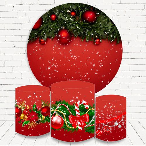 Painel Redondo Sublimado Natal + Trio de Cilindros Veste Fácil