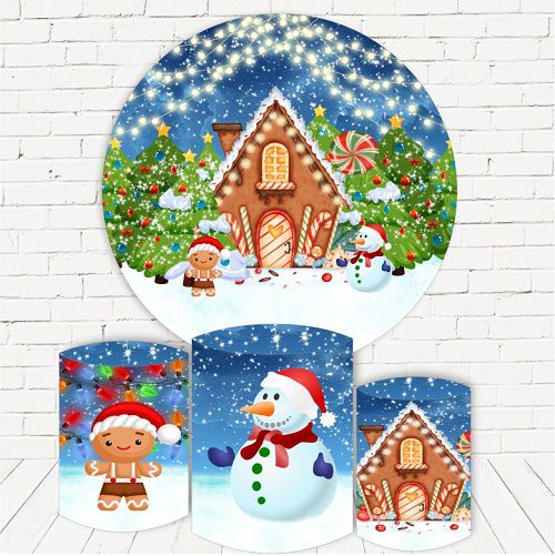 Painel Redondo Sublimado Natal + Trio de Cilindros Veste Fácil