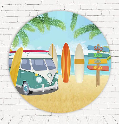 Painel Festa Redondo Sublimado Verão C/elástico