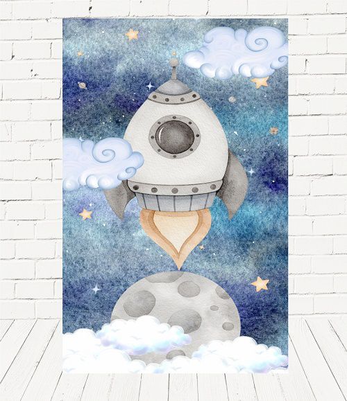 Painel Retangular Decorativo Para Festa Astronauta