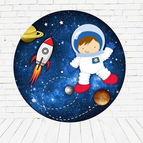 Painel Festa Redondo Sublimado Astronauta C/elástico