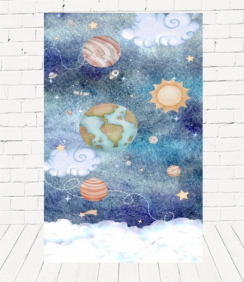 Painel Retangular Decorativo Para Festa Astronauta