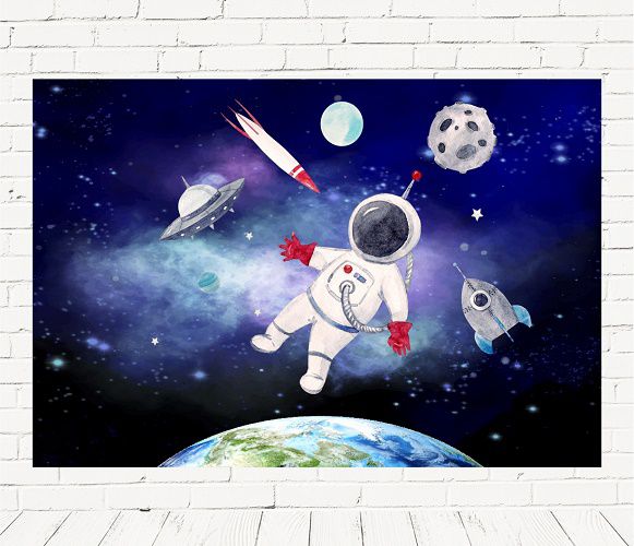 Fundo Fotográfico Em Tecido Cenário Astronauta