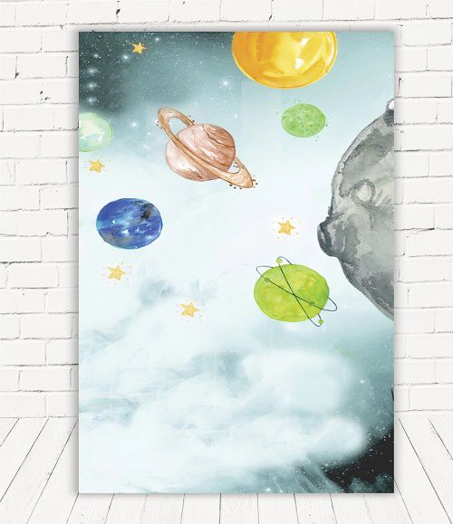 Painel Retangular Decorativo Para Festa Astronauta