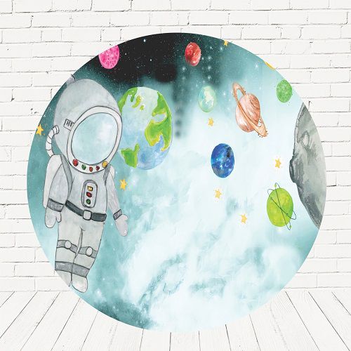 Painel Festa Redondo Sublimado Astronauta C/elástico