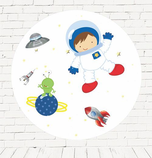 Painel Festa Redondo Sublimado Astronauta C/elástico
