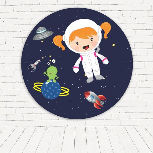 Painel Festa Redondo Sublimado Astronauta C/elástico