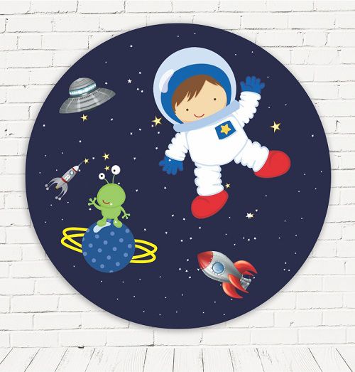 Painel Festa Redondo Sublimado Astronauta C/elástico
