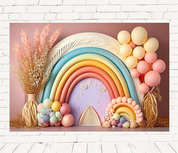 Fundo Fotográfico Em Tecido Cenário Arco Iris Boho