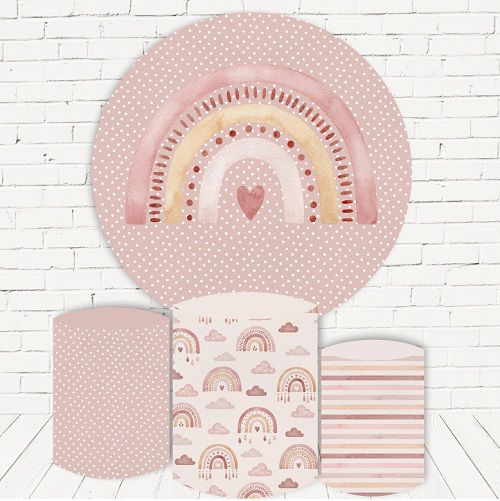 Painel Redondo Sublimado Arco Iris  + Trio de Cilindros Veste Fácil