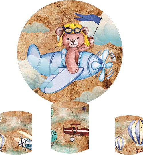 Painel Redondo Sublimado Aviador + Trio de Cilindros Veste Fácil