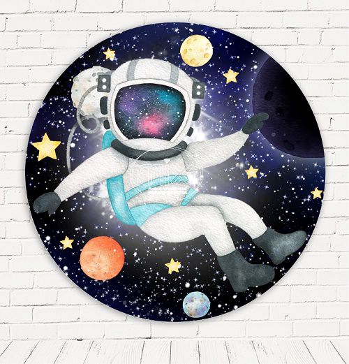 Painel Festa Redondo Sublimado Astronauta C/elástico