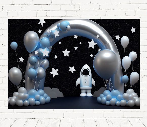 Fundo Fotográfico Em Tecido Cenário Astronauta
