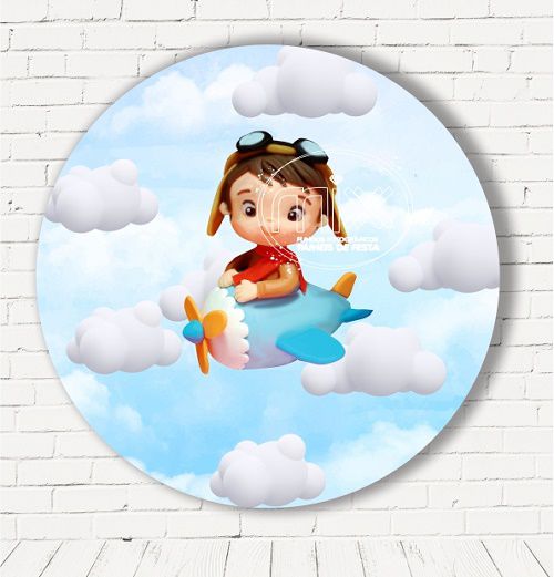 Painel Festa Redondo Sublimado Aviador C/elástico