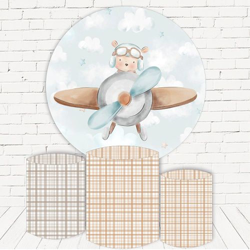 Painel Redondo Sublimado Aviador + Trio de Cilindros Veste Fácil