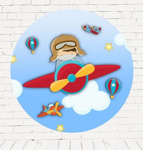 Painel Festa Redondo Sublimado Aviador C/elástico