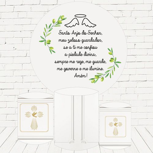 Painel Redondo Sublimado Batizado + Trio de Cilindros Veste Fácil