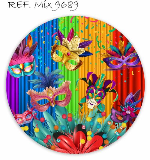 Painel Festa Redondo Sublimado Carnaval C/elástico