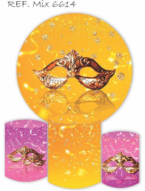 Painel Redondo Sublimado Carnaval + Trio de Cilindros Veste Fácil