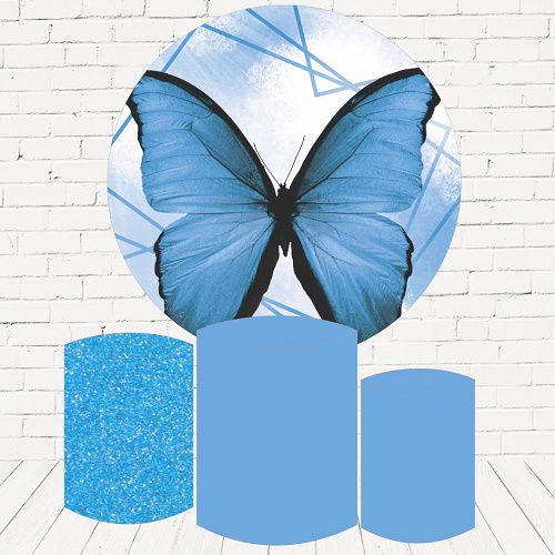 Painel Redondo Sublimado Borboleta + Trio de Cilindros Veste Fácil