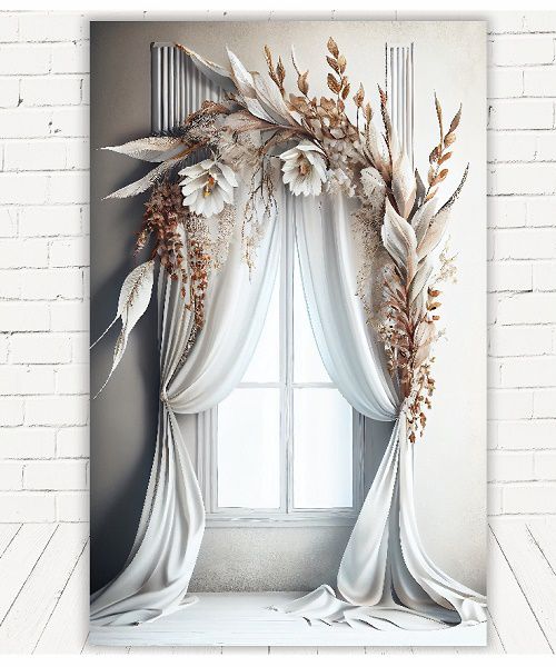 Fundo Fotográfico Em Tecido Cenário Floral, Boho