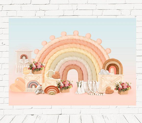 Fundo Fotográfico Em Tecido Cenário Arco Iris Bohoo
