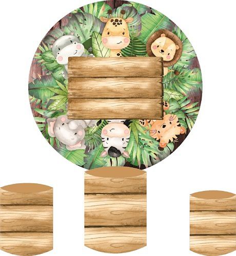 Painel Redondo Sublimado Safari + Trio de Cilindros Veste Fácil