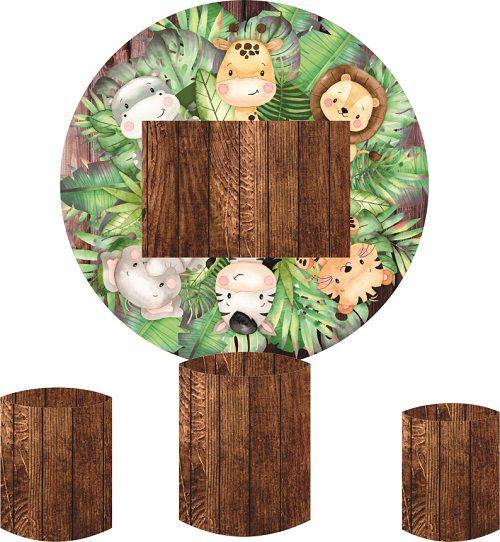 Painel Redondo Sublimado Safari + Trio de Cilindros Veste Fácil