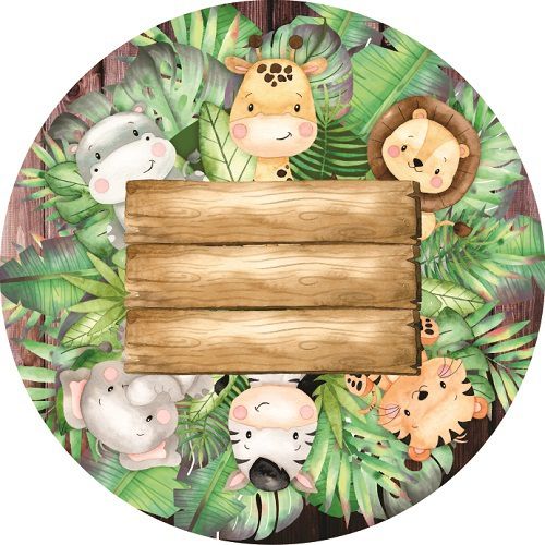 Painel Festa Redondo Sublimado Safari C/elástico