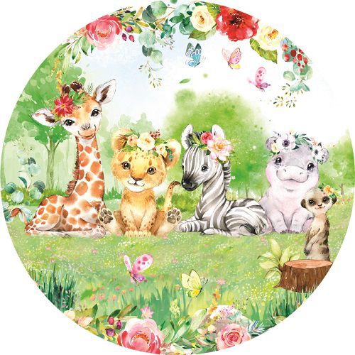 Painel Festa Redondo Sublimado Safari C/elástico