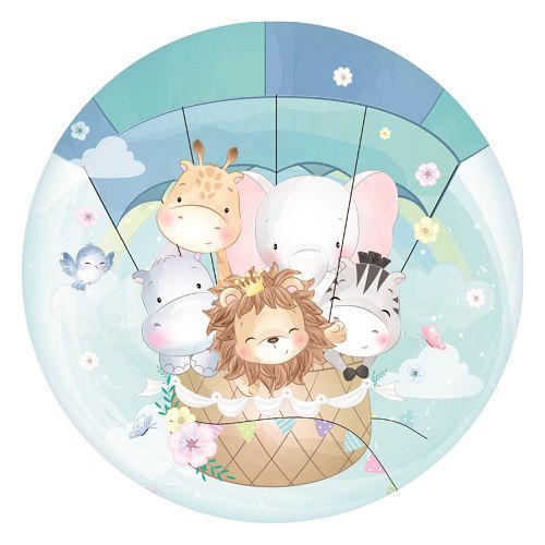 Painel Festa Redondo Sublimado Safari C/elástico