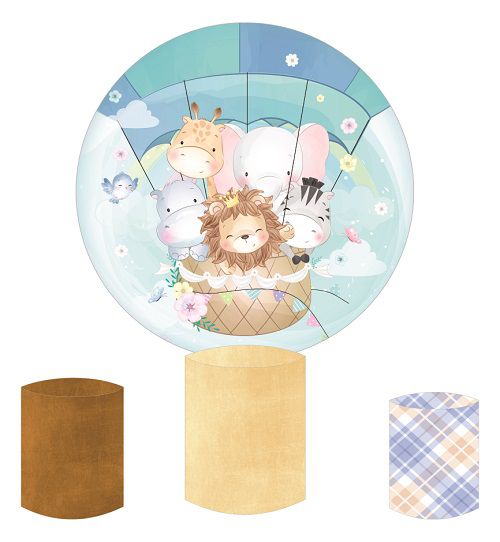 Painel Redondo Sublimado Safari + Trio de Cilindros Veste Fácil