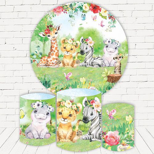 Painel Redondo Sublimado Safari + Trio de Cilindros Veste Fácil