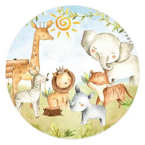 Painel Festa Redondo Sublimado Safari C/elástico