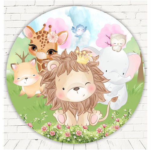 Painel Festa Redondo Sublimado Safari C/elástico