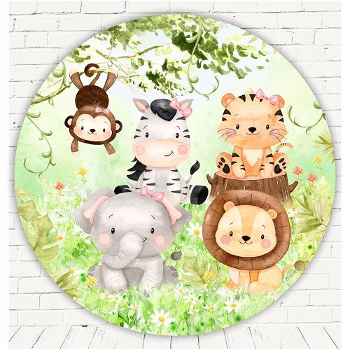 Painel Festa Redondo Sublimado Safari C/elástico