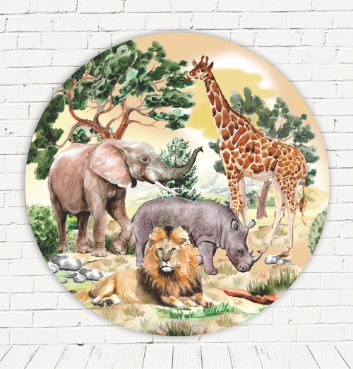 Painel Festa Redondo Sublimado Safari C/elástico