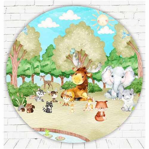 Painel Festa Redondo Sublimado Safari C/elástico