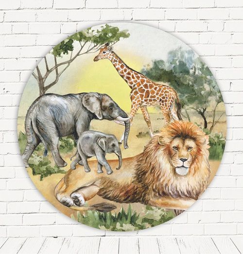 Painel Festa Redondo Sublimado Safari C/elástico