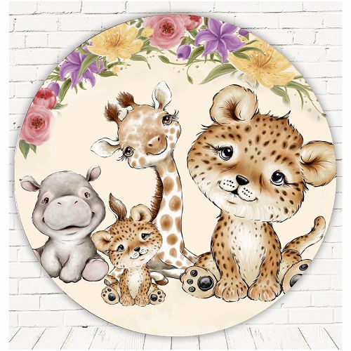 Painel Festa Redondo Sublimado Safari C/elástico