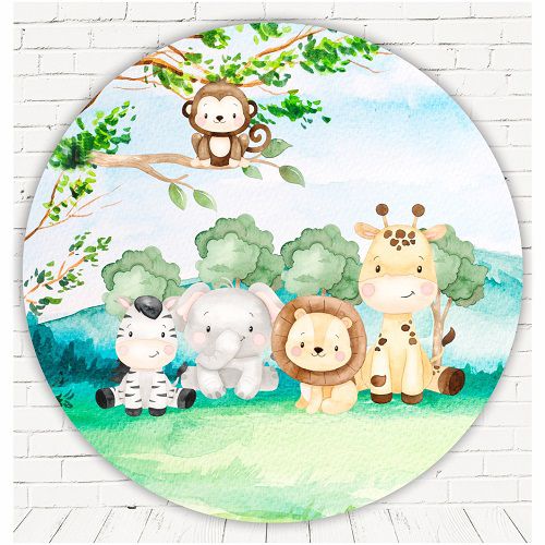 Painel Festa Redondo Sublimado Safari C/elástico