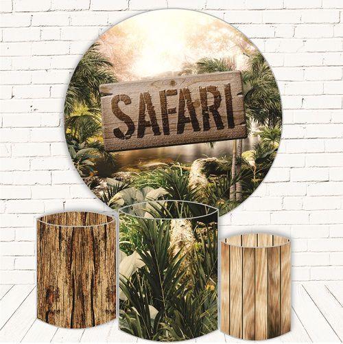 Painel Redondo Sublimado Safari + Trio de Cilindros Veste Fácil