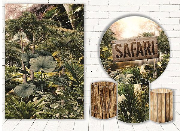 Painel Redondo Sublimado Safari + Trio de Cilindros Veste Fácil + Painel Lateral