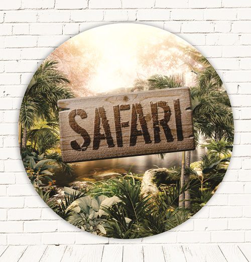 Painel Festa Redondo Sublimado Safari C/elástico
