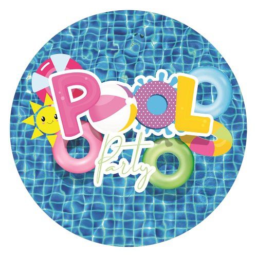 Painel Festa Redondo Sublimado Pool Party C/elástico