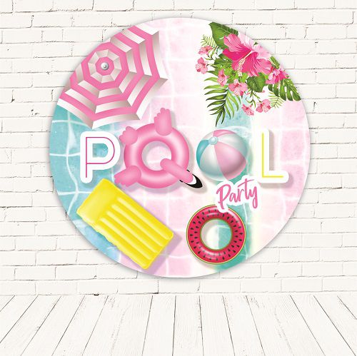 Painel Festa Redondo Sublimado Pool Party C/elástico